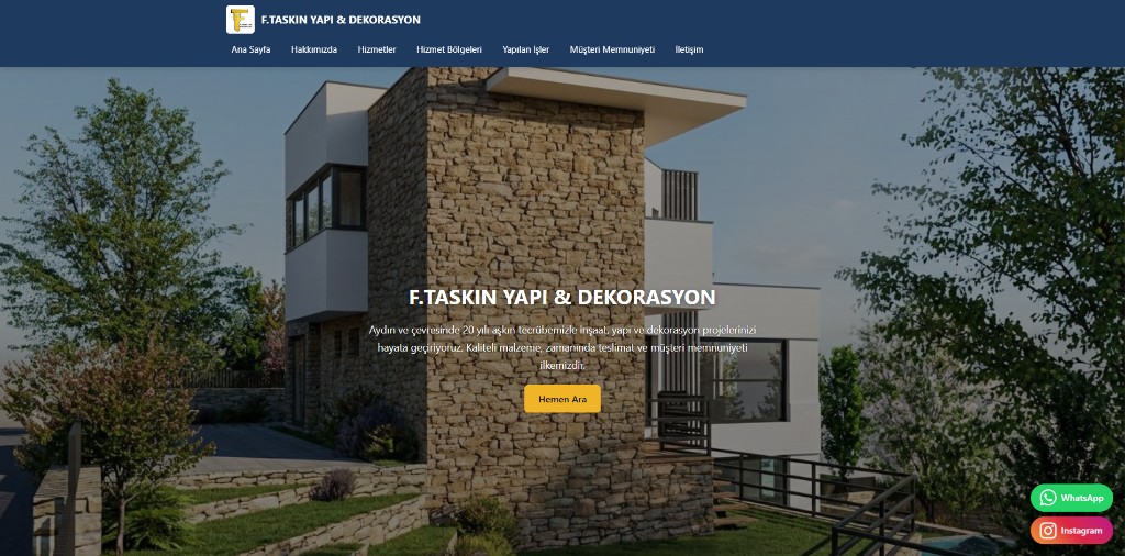 Taşkın Yapı Sitesi ekran görüntüsü