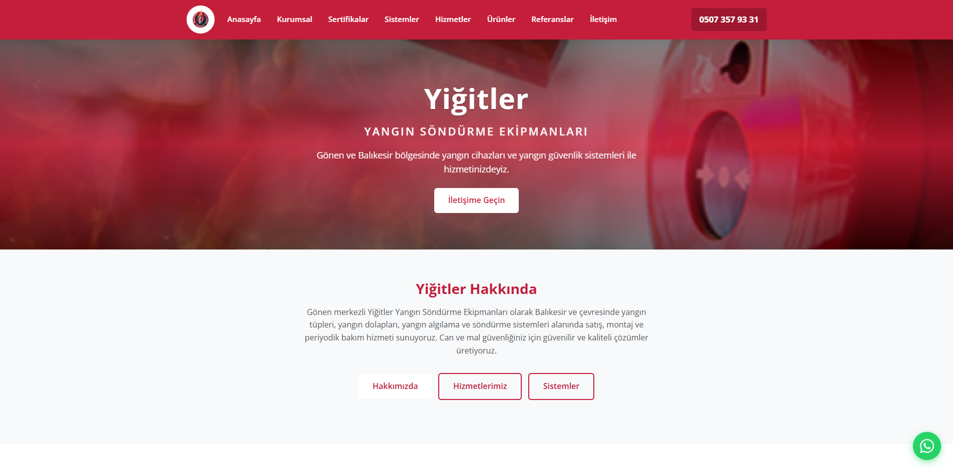 Yangın Söndürme Sitesi ekran görüntüsü