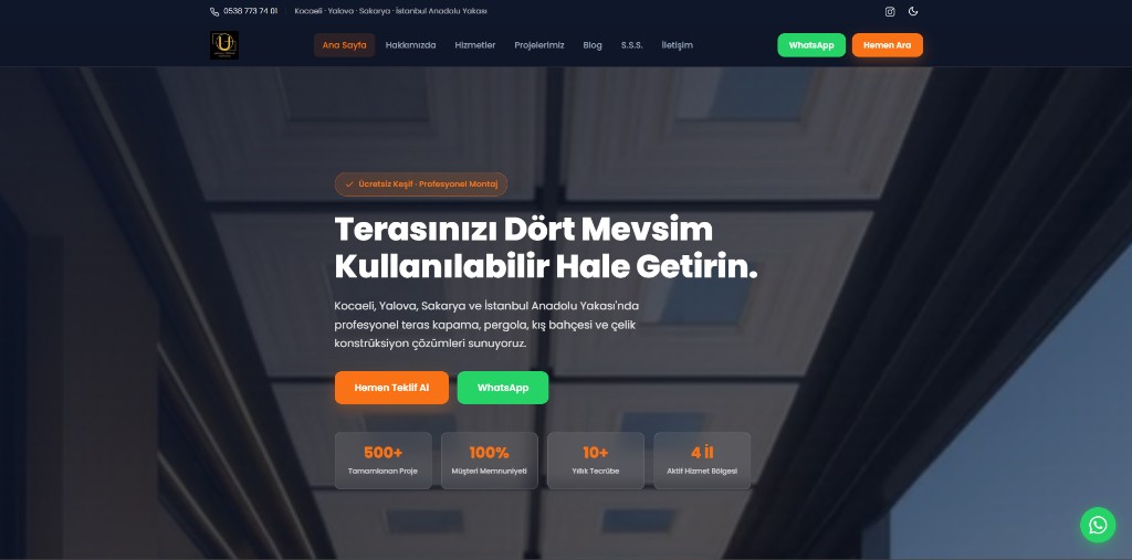 UZMAN Teras Kapama web sitesi önizleme