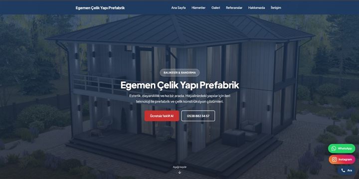Egemen Çelik Yapı web sitesi önizleme