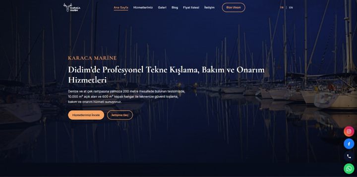 Karaca Marine web sitesi önizleme